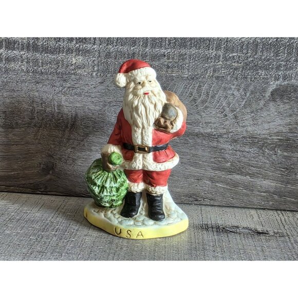 USA Santa Porcelain Figurine 4" Old World Christmas Decor 261d7 - Picture 1 of 8